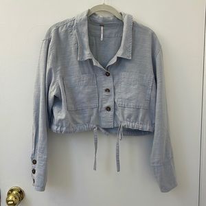 Free People Blue Safari Long Sleeve